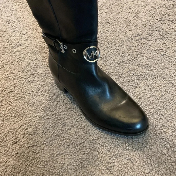 Michael Kors Women's Black Leather Tall Riding Equestrian Boots Shoes Y2K sz 7.5 - Picture 5 of 6
